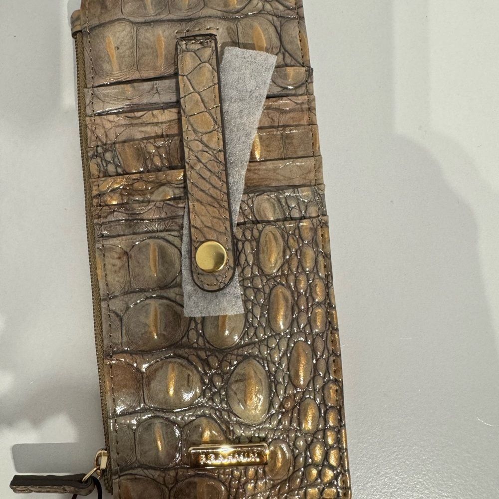 Brahmin credit card wallet Crocodile Embossed Wallet with Gold Accents